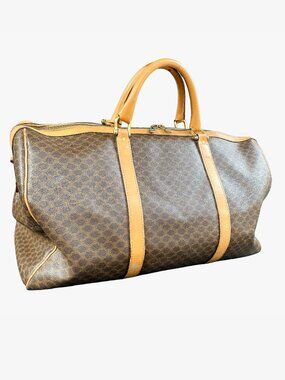 Vintage Celine Macadam PVC Canvas Leather Trim Weekender Duffle 50 w/COA